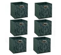 - Lot de 6 boites de rangement en tissu Herbier - 31x31x31cm - Vert
