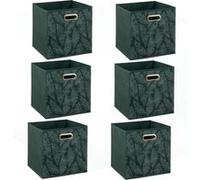 - Lot de 6 boites de rangement en tissu Herbier - 31x31x31cm - Vert