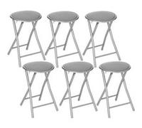 Lot De 6 Tabourets Pliants En Pvc - Gris Gris