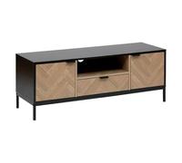Five Simply Smart - Meuble TV 2 Portes & 1 Tiroir Chevrons 120cm Naturel & Noir