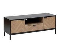 Five Simply Smart - Meuble TV 2 portes et 1 tiroir en bois et métal CHEVRONS - Beige et noir - Chevrons G