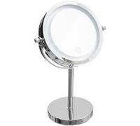 Paris Prix - Miroir pivotant sur pied rond LED 29 cm Argent