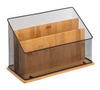 5five Organisateur de bureau Havi en bambou noir et métal – L 29 x l 14 x H 20 cm