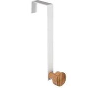 Paris Prix – Patère FIVE Simply Smart en métal & bambou 1 tête 16 cm Blanc