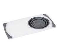 5five - Planche à Découper avec Passoir Pliable Intégrée - Planche de Cuisine avec Egouttoir - 2 en 1 - Gain de place - L. 50 x P. 28,5 x H. 2,2 cm