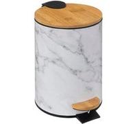 5five - Poubelle Soft close Lea - Métal 3 L blanc effet marbre