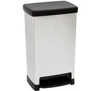 5Five Poubelle à pédale Slim 50 L Design moderne Argenté Cuisine et Salle de Bain