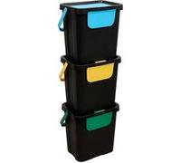 Paris Prix - Poubelle de tri Recycle - 3 bacs empilables - 24 L - Noir