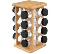 Secret de Gourmet - Support rotatif 16 pots à épices en bambou 28 cm