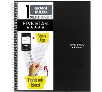 Five Star 73679 Cahier à spirales 1 compartiment Papier ligné Noir 27,9 x 21,6 cm