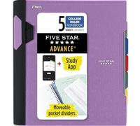 Five Star Advance 820013G Cahier à spirales avec application d'étude, 5 sujets, ligné à l'université, 28 x 21,6 cm, violet