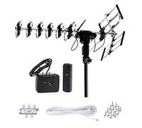 Five Star Antenne d'extérieur HD TV portée 320 km avec rotation motorisée à 360°, radio UHF/VHF/FM avec télécommande infrarouge + kit d'installation