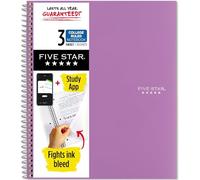 Five Star Cahier à spirale, 3 sujets, papier ligné universitaire, 150 feuilles, 28 x 21,6 cm, violet (38746)