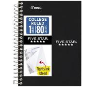 Five Star Cahier personnel ligné pour université, 7" x 11,4 cm, 80 feuilles, noir (450048AA2-ECM)