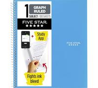 Five Star Carnet à spirale + application d'étude, 1 sujet, papier ligné graphique, combat les bavures d'encre, couverture résistante à l'eau, 21,6 x 28 cm, 100 feuilles, bleu marine (06190AA4)