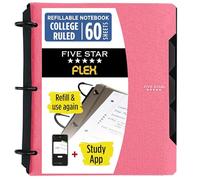 Five Star Flex - Carnet rechargeable + application d'étude - Classeur à anneaux toriques de 2,5 cm avec poches, onglets et intercalaires, capacité de 220 feuilles, comprend 60 feuilles de papier ligné