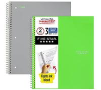 Five Star Lot de 2 cahiers à spirale, 3 sujets, papier ligné universitaire, 150 feuilles, 27,9 x 21,6 cm, gris, citron vert (38819)