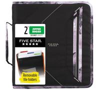 Five Star Lot de 2 classeurs à fermeture éclair avec 3 anneaux, dossiers amovibles, durable, noir/gris (29036IT8)