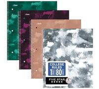 Five Star Lot de 4 carnets à spirale + application d'étude, 1 sujet, papier ligné pour université, 21,6 x 28 cm, 80 feuilles, graphiques, lot de 4 (850221F)