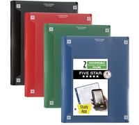 Five Star Lot de 4 dossiers à 2 poches avec fermetures à griffes, couverture personnalisable, plastique, noir, bleu pacifique, rouge feu, vert forêt (340220A-ECM)