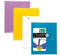 Five Star Lot de 4 dossiers à 2 poches, dossiers en plastique avec attaches à griffes, peut contenir 28 x 21,6 cm, bleu marée, blanc, violet améthyste, jaune récolte (38136)