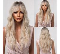 FIVE STARS Perruque longue bou 26 pouces ombré blond, douce et d'aspect naturel pour femmes - Perruque synthétique résistante à la chaleur, parfaite pour un usage quotidien, les fêtes, le cosplay