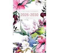 Five Year Planner 2026-2030: 5x8 Monthly Notebook Organizer Small | Drawing Watercolor Fashion Floral Design White