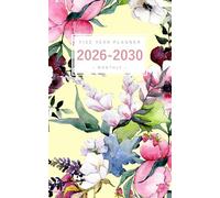 Five Year Planner 2026-2030: 5x8 Monthly Notebook Organizer Small | Drawing Watercolor Fashion Floral Design Yellow