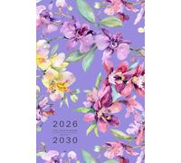Five Year Planner 2026-2030: 6x9 Monthly Journal Organizer Medium | Watercolor Wild Orchid Bouquet Design Blue-Violet