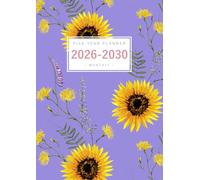 Five Year Planner 2026-2030: A4 Monthly Notebook Organizer Large | Summer Floral Sunflower Design Blue-Violet