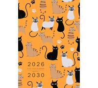 Five Year Planner 2026-2030: A5 Monthly Notebook Organizer Small | Cute Cat Looking Design Orange