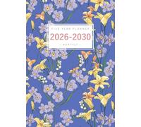 Five Year Planner 2026-2030: A5 Monthly Notebook Organizer Small | Pretty Sketching Floral Design Blue