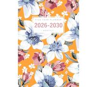 Five Year Planner 2026-2030: A5 Monthly Notebook Organizer Small | Retro Narcissus Flower Design Orange