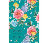 Five Year Planner 2026-2030: A5 Monthly Notebook Organizer Small | Watercolor Hydrangea Lilac Flower Design Teal