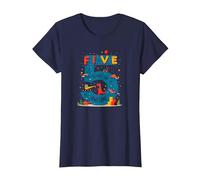 Five Years of Awesome : Dino Adventure Birthday Celebration T-Shirt, Femme, Bleu Marine, XS