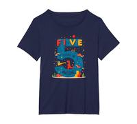Five Years of Awesome : Dino Adventure Birthday Celebration T-Shirt, Femme Grandes Tailles, Bleu Marine, 5X