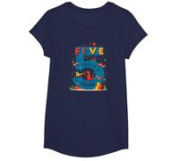 Five Years of Awesome : Dino Adventure Birthday Celebration T-Shirt, Fille, Bleu Marine, XS