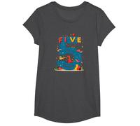Five Years of Awesome : Dino Adventure Birthday Celebration T-Shirt, Fille, Chiné Foncé, XS