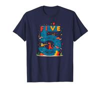 Five Years of Awesome : Dino Adventure Birthday Celebration T-Shirt, Homme, Bleu Marine, XXL