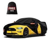 FiveFox Housse de Voiture 6 Couches sur Mesure pour Ford Mustang 1964-2024, imperméable à l'eau, Protection Contre Les intempéries, avec Fermeture éclair de Porte conducteur, Oxford 210D, Mustang