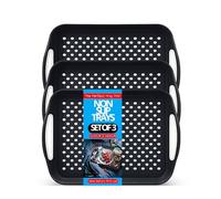 FIVEGGADGETS® Lot de 3 plateaux de service antidérapants - Plateaux antidérapants pour manger, dîner, thé et repas TV - Surface en caoutchouc haute adhérence pour serveurs et usage domestique