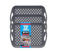 FIVEGGADGETS Lot de 3 plateaux de service antidérapants - Plateaux antidérapants pour manger, dîner, thé et repas TV - Surface en caoutchouc haute adhérence pour serveurs et usage domestique - Plateau