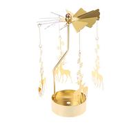 fivekim jackyee doré Rotation Chandelier - Deux Cerfs j Rotation Rotatif carrousel thé lumière Bougie Titulaire Stand lumière Cadeau décoration de Mariage