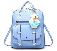 FiveloveTwo Femmes Filles Sacs portés dos PU cuir Sac À Main Épaule Sacs Bandoulière Avec des ornements d'ours École Voyage Sport Shopping Fashion Backpack