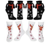 FiveMileBro Chaussettes, chaussettes heureuses, cadeaux, cadeaux drôles pour les femmes, chaussettes câlins pour sa petite amie maman(FR/ES, Âge, Taille unique, 2 paires de noir + 2 paires de blanc)