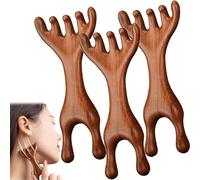 Fivetouch Peigne de massage en bois de santal doré, brosse de massage méridiens pour la tête, le visage, les yeux, le nez, la mâchoire et le cou, 3 pièces