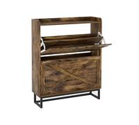 FiveWillowise Armoire à chaussures à 2 rabats - Étagère à chaussures pour couloir - Meuble à chaussures étroit avec 4 étagères - Avec pieds en métal - Rangement mural en bois - 80 x 23,8 x 101,7 cm