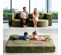 FIVIXIL Canapé-lit compressé désossé convertible en mousse à mémoire de forme emballé sous vide Housse en tissu amovible Comprend 2 coussins, vert : 200 x 100 cm