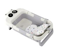 FIVMEN Baignoire pour bébé, pliable, avec support, thermomètre et coussin de bain, antidérapante, portable, pour nouveau-nés, tout-petits, panda
