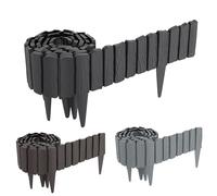 FIVMEN Bordure de Jardin en Plastique 2,3 m Effet Bois, Bordure de Potager avec Piquets de 10 cm, Imitation Bois, Bordure Tondue Palissade pour Jardin, Anthracite